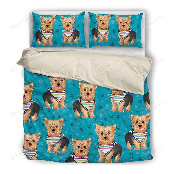 Yorkie Cotton Bed Sheets Spread Comforter Duvet Cover Bedding Sets