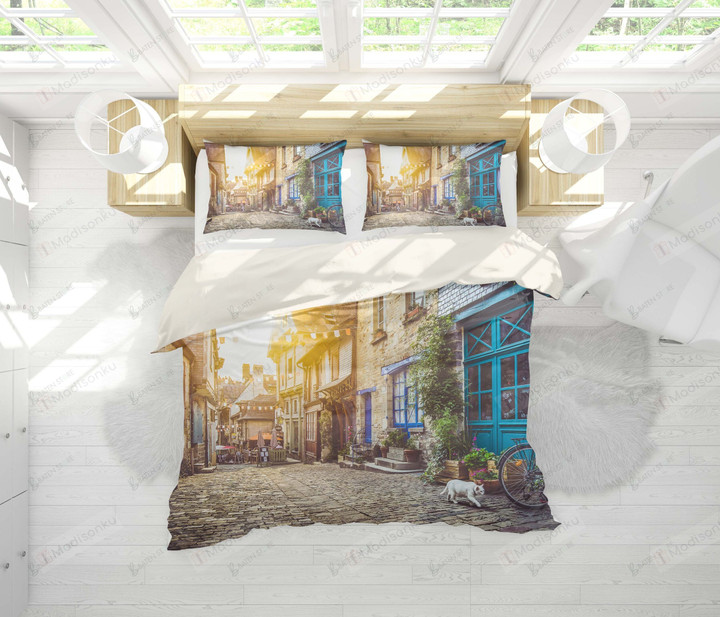 3d Peaceful Street In The Morning Bed Sheets Duvet Cover Bedding Set Great Gifts For Birthday Christmas Thanksgiving