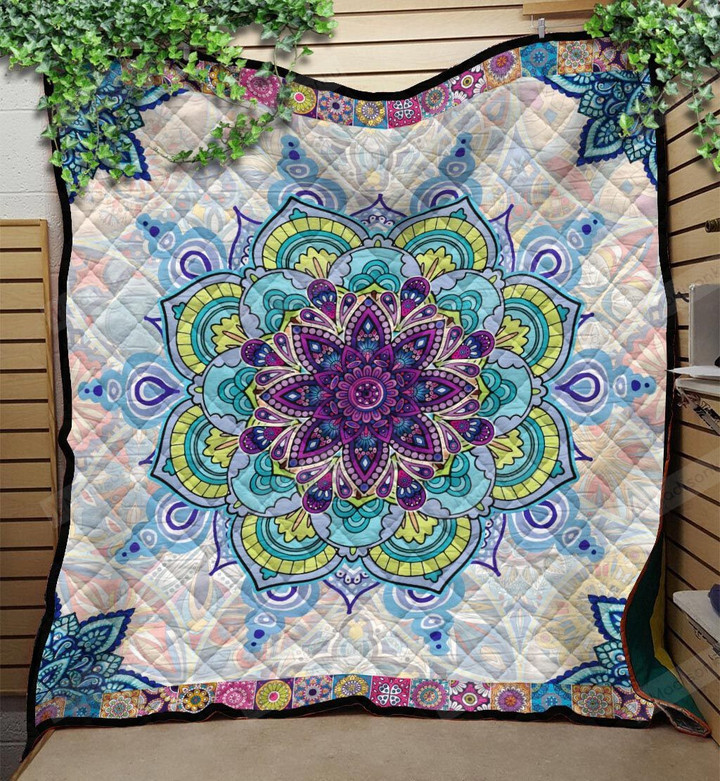 Zendoodle Purple Blue Flower Hippie Style Quilt Blanket Great Customized Blanket Gifts For Birthday Christmas Thanksgiving
