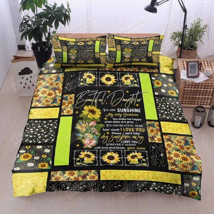 Personalized Sunflower To My Daughter From Mom You Are My Sunshine My Only Sunshine Cotton Bed Sheets Spread Comforter Duvet Cover Bedding Sets