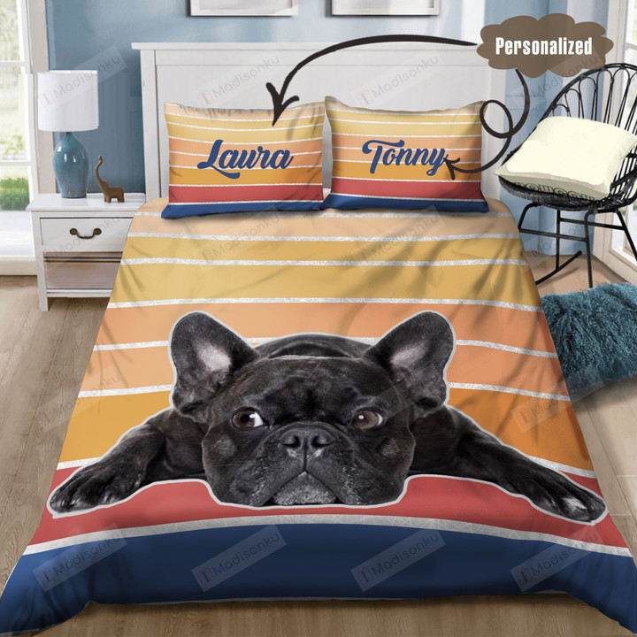 Personalized French Bulldog Custom Name Bed Sheets Duvet Cover Bedding Set