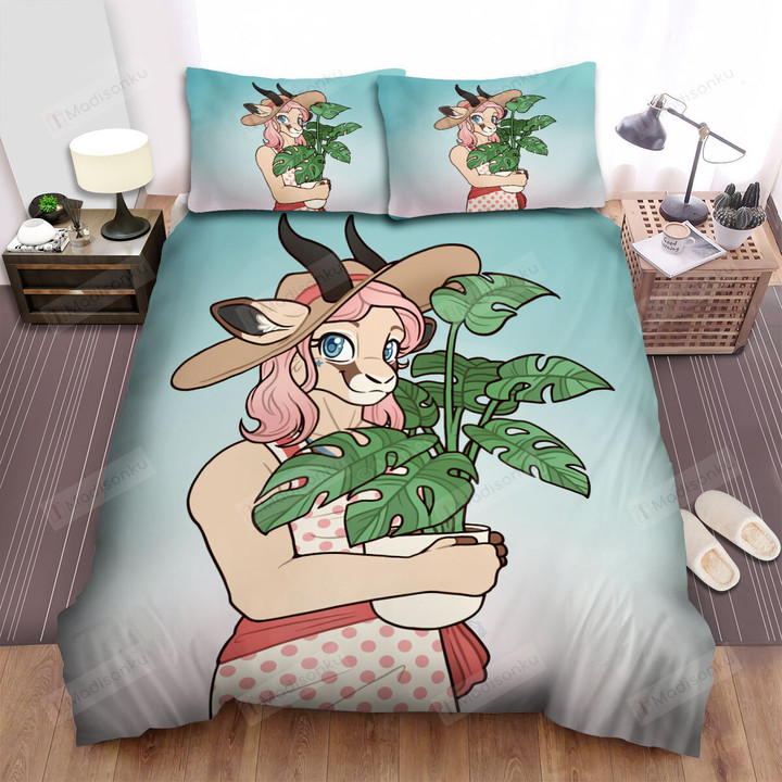 The Gazelle Character Holding A Pot Bed Sheets Spread Duvet Cover Bedding Sets