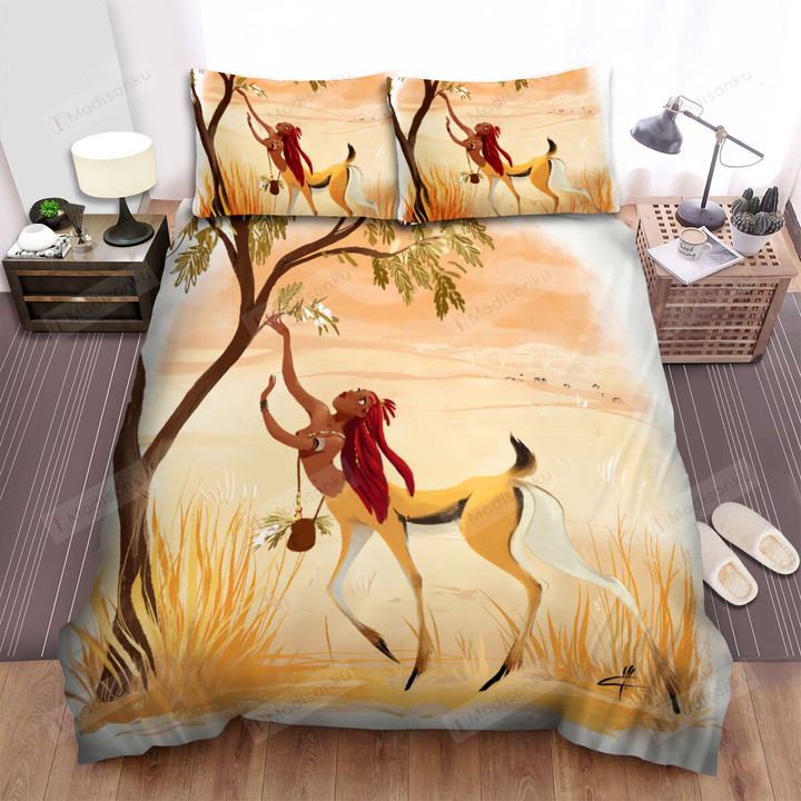 The Black Gazelle Collecting Leaves Bed Sheets Spread Duvet Cover Bedding Sets