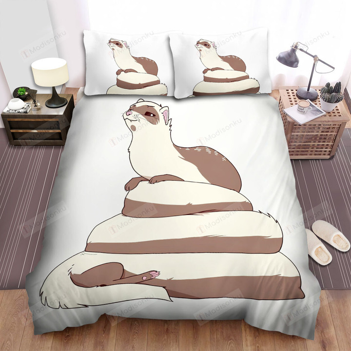 The Wild Animal - The Ferret Rolling His Body Art Bed Sheets Spread Duvet Cover Bedding Sets