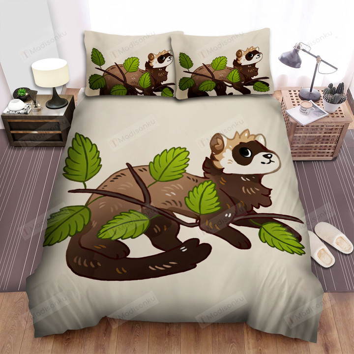The Wild Animal - The Ferret Lying On A Branch Bed Sheets Spread Duvet Cover Bedding Sets