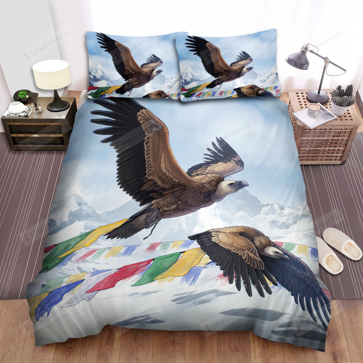 The Wild Animal - The Vulture Flying In The Snow Mountain Bed Sheets Spread Duvet Cover Bedding Sets
