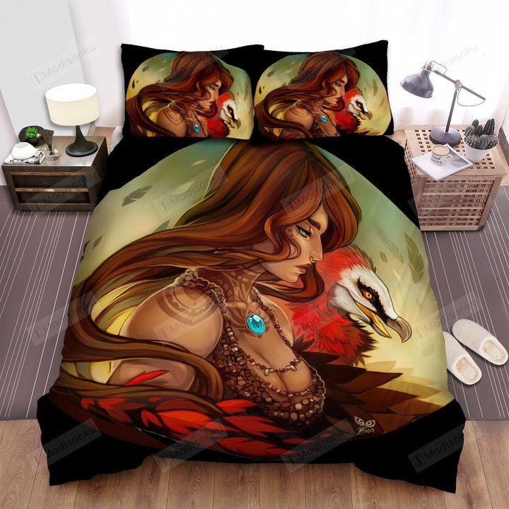The Wild Animal - The Bearded Vulture And The Girl Bed Sheets Spread Duvet Cover Bedding Sets