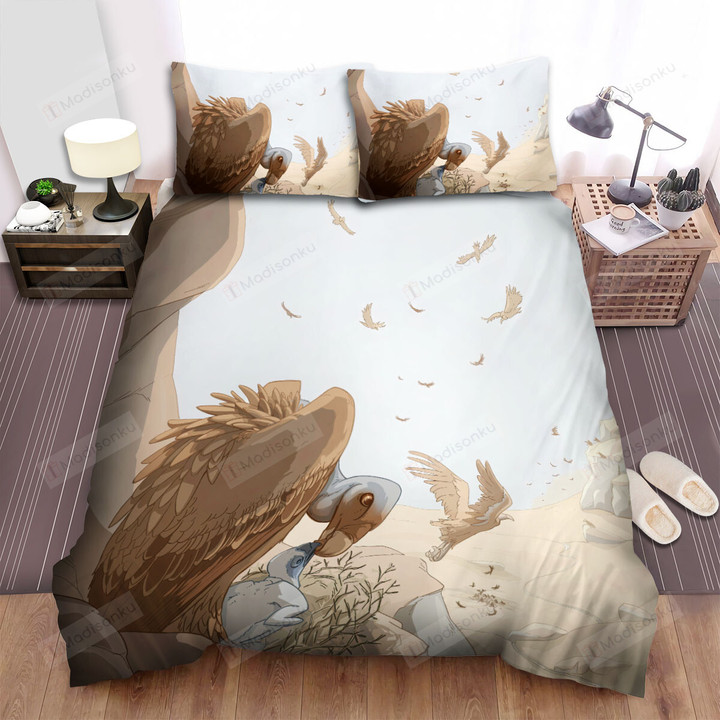 The Wild Animal - The Vulture Feeding Her Kid Art Bed Sheets Spread Duvet Cover Bedding Sets