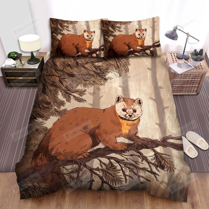 The Wild Animal - The Ferret On A Tree Bed Sheets Spread Duvet Cover Bedding Sets