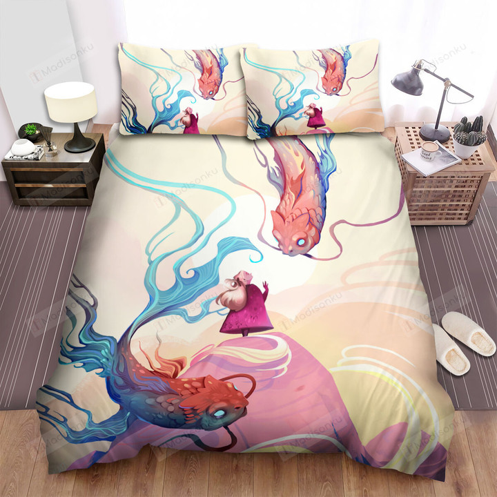 The Fish From Japan - The Koi Fish Above Art Bed Sheets Spread Duvet Cover Bedding Sets