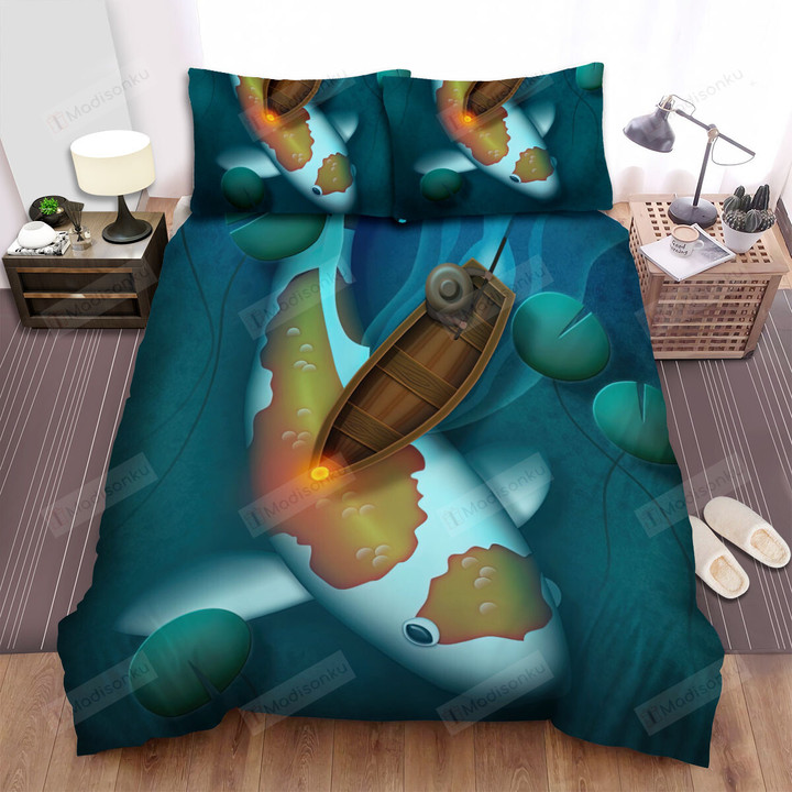 The Fish From Japan - The Fantasy Koi Fish Under The Fisher Bed Sheets Spread Duvet Cover Bedding Sets