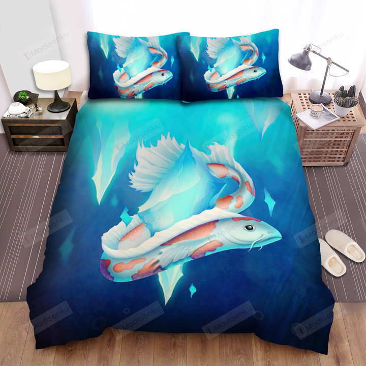 The Fish From Japan - The Fantasy Koi Fish Art Bed Sheets Spread Duvet Cover Bedding Sets