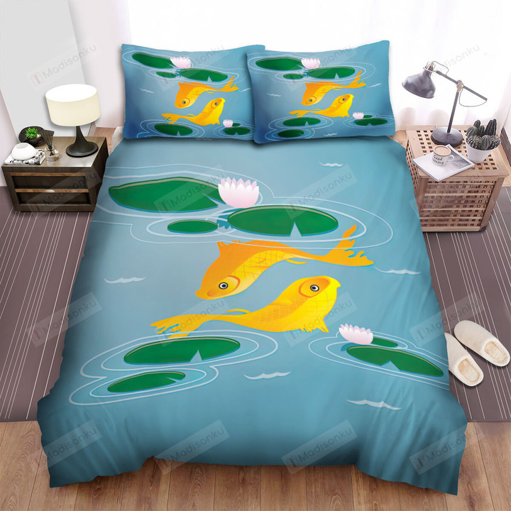 The Fish From Japan - The Symmetry Koi Fishes Artwork Bed Sheets Spread Duvet Cover Bedding Sets