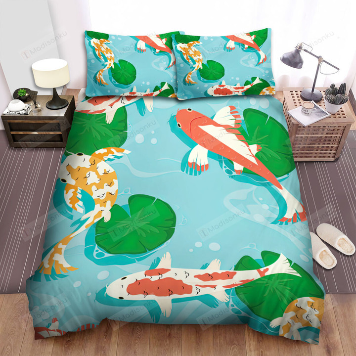 The Fish From Japan - The Koi Fish Herd In The Water Bed Sheets Spread Duvet Cover Bedding Sets