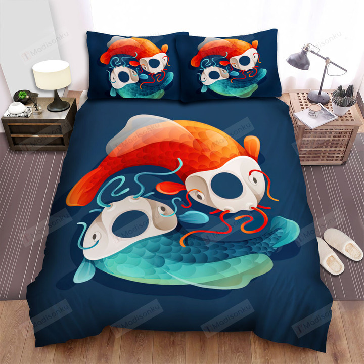 The Fish From Japan - The Koi Fish In The Symmetry Art Bed Sheets Spread Duvet Cover Bedding Sets