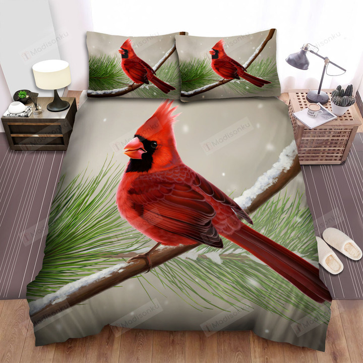 The Wild Animal - The Lonely Cardinal On A Tree Bed Sheets Spread Duvet Cover Bedding Sets