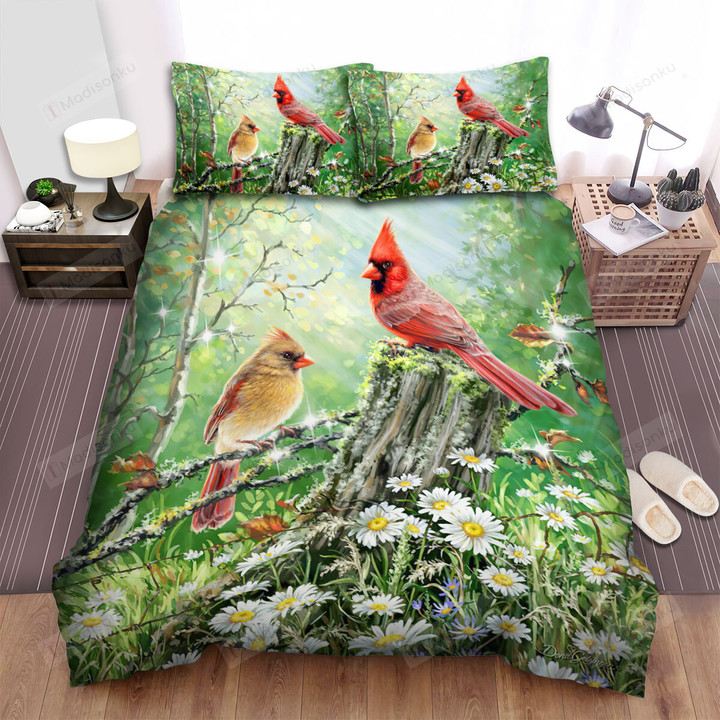 The Wild Animal - The Cardinal In The Sparkle Forest Bed Sheets Spread Duvet Cover Bedding Sets