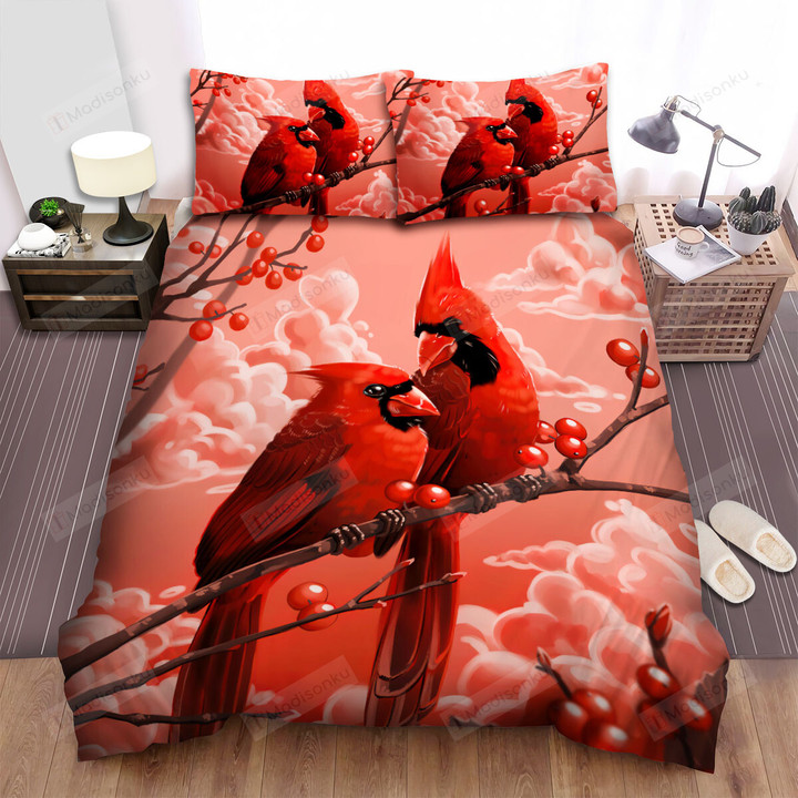 The Wild Animal - The Cardinal Beside The Partner Bed Sheets Spread Duvet Cover Bedding Sets