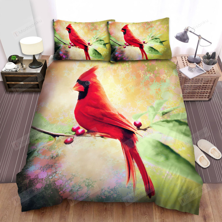 The Wild Animal - The Cardinal On A Tree Artwork Bed Sheets Spread Duvet Cover Bedding Sets