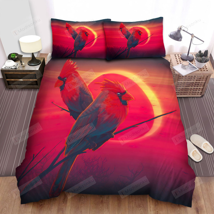 The Wild Animal - The Cardinal In The Red Sky Bed Sheets Spread Duvet Cover Bedding Sets
