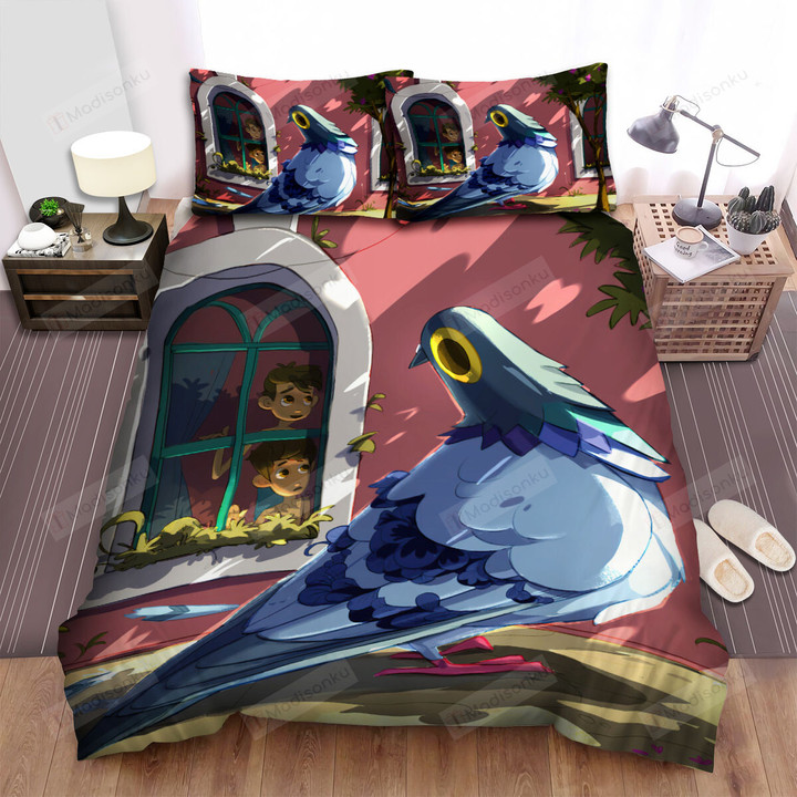 The Wild Bird - The Pigeon Looking At These Boys Bed Sheets Spread Duvet Cover Bedding Sets