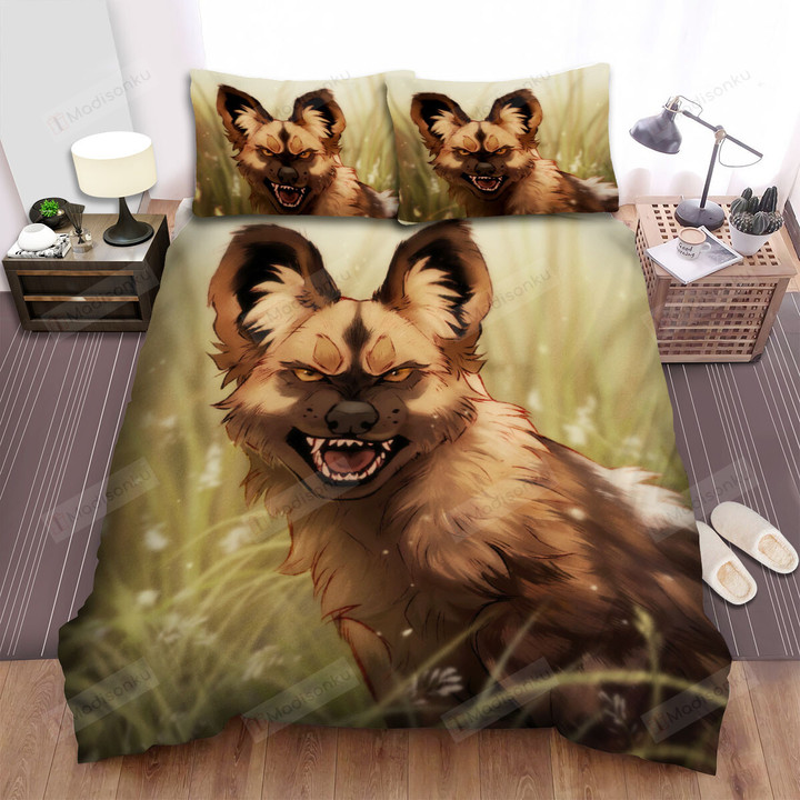 The Wild Animal - The African Wild Dog Barking Art Bed Sheets Spread Duvet Cover Bedding Sets