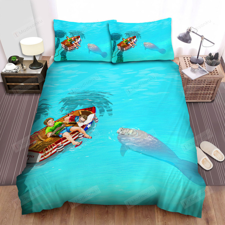 The Wild Animal - A Manatee Getting Closer Bed Sheets Spread Duvet Cover Bedding Sets