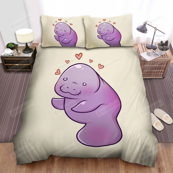 The Wild Animal - The Cute Manatee In Love Bed Sheets Spread Duvet Cover Bedding Sets