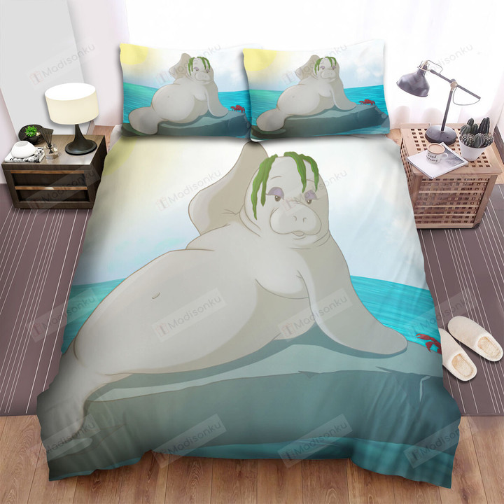 The Wild Animal - The Sexy Manatee Lying On The Rock Bed Sheets Spread Duvet Cover Bedding Sets