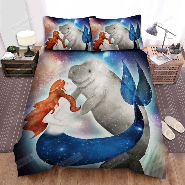 The Wild Animal - The Manatee And The Galaxy Mermaid Bed Sheets Spread Duvet Cover Bedding Sets