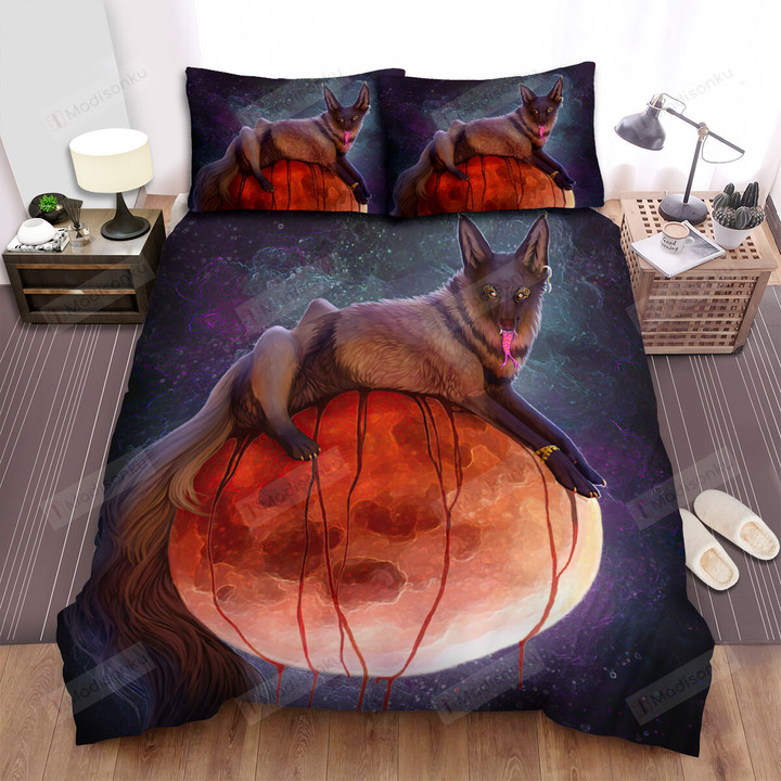 The Wild Animal - The Coyote Lying On The Moon Bed Sheets Spread Duvet Cover Bedding Sets
