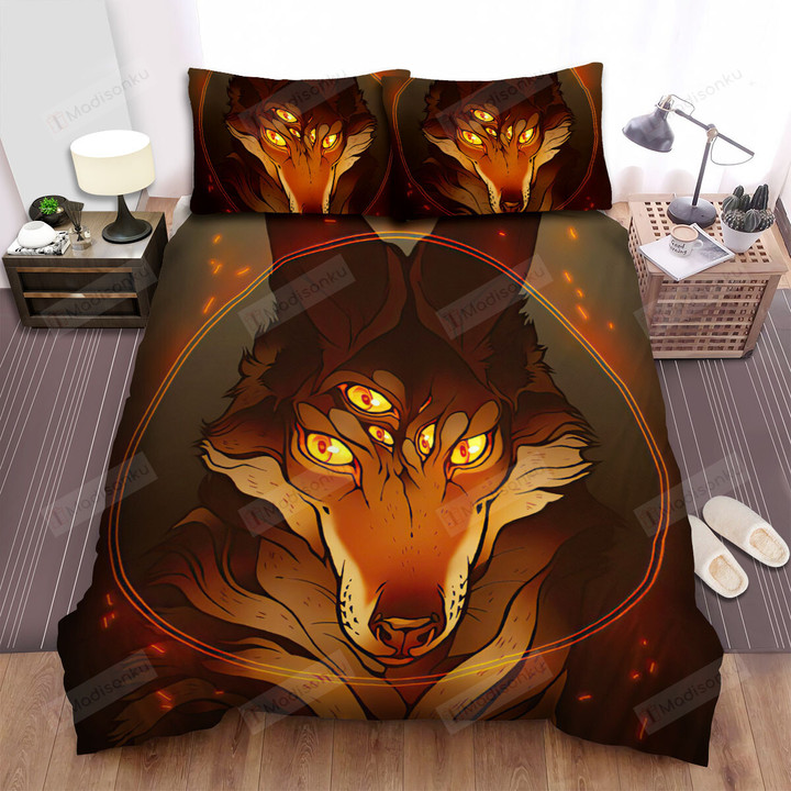 The Wild Animal - The Coyote Monster In The Circle Bed Sheets Spread Duvet Cover Bedding Sets
