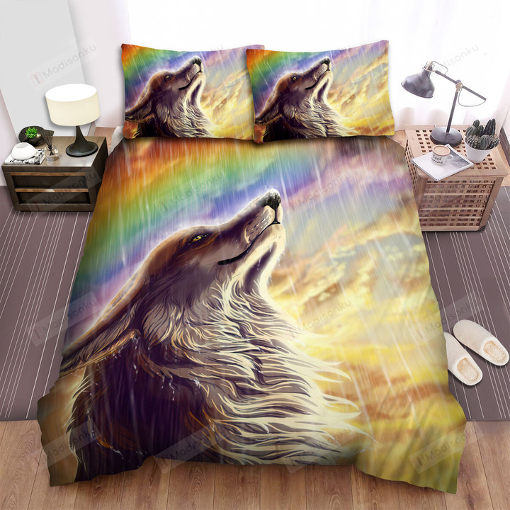 The Wild Animal - The Coyote In The Rain Bed Sheets Spread Duvet Cover Bedding Sets