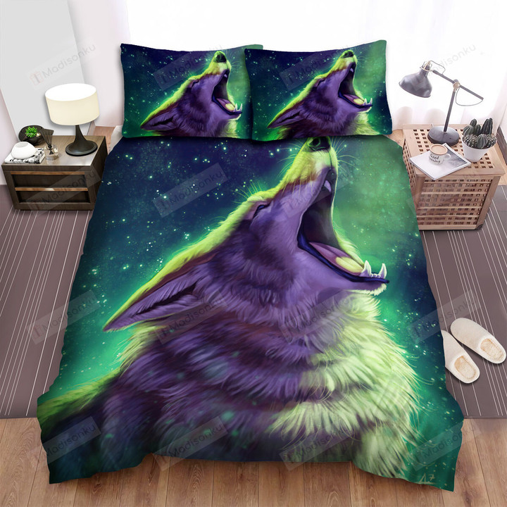 The Wild Animal - The Coyote Howling Under The Stars Bed Sheets Spread Duvet Cover Bedding Sets