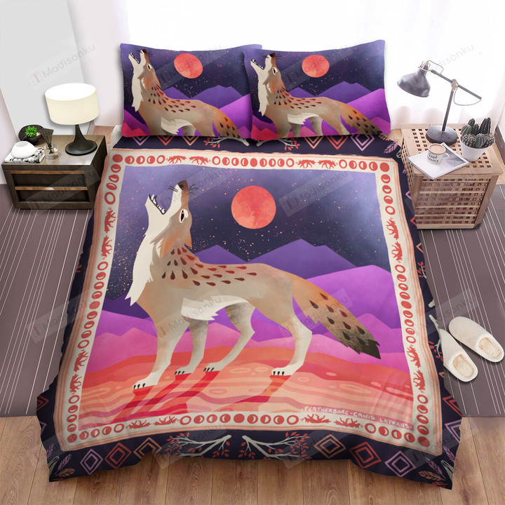 The Wild Animal - The Coyote Howling Art Bed Sheets Spread Duvet Cover Bedding Sets