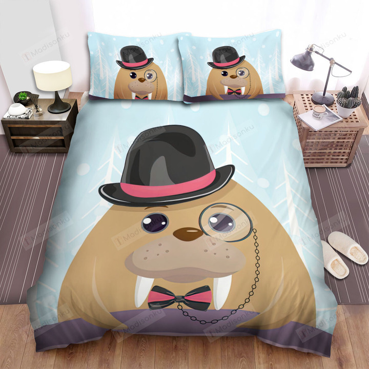 The Walrus Wearing A Hat Bed Sheets Spread Duvet Cover Bedding Sets