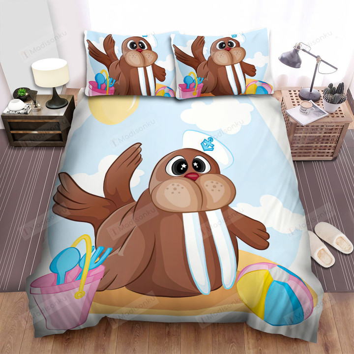 The Walrus On The Shore Vector Art Bed Sheets Spread Duvet Cover Bedding Sets