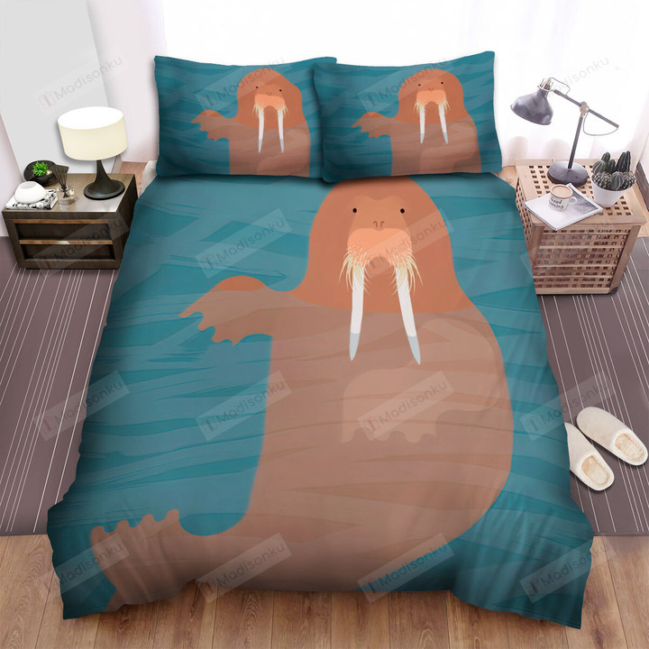 The Walrus In The Water Illustration Bed Sheets Spread Duvet Cover Bedding Sets