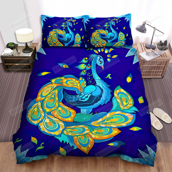 The Wild Animal - The Peacock In Blue Pattern Bed Sheets Spread Duvet Cover Bedding Sets