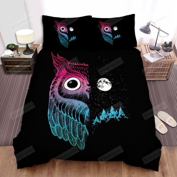 The Wild Animal - The Owl And The Night Bed Sheets Spread Duvet Cover Bedding Sets