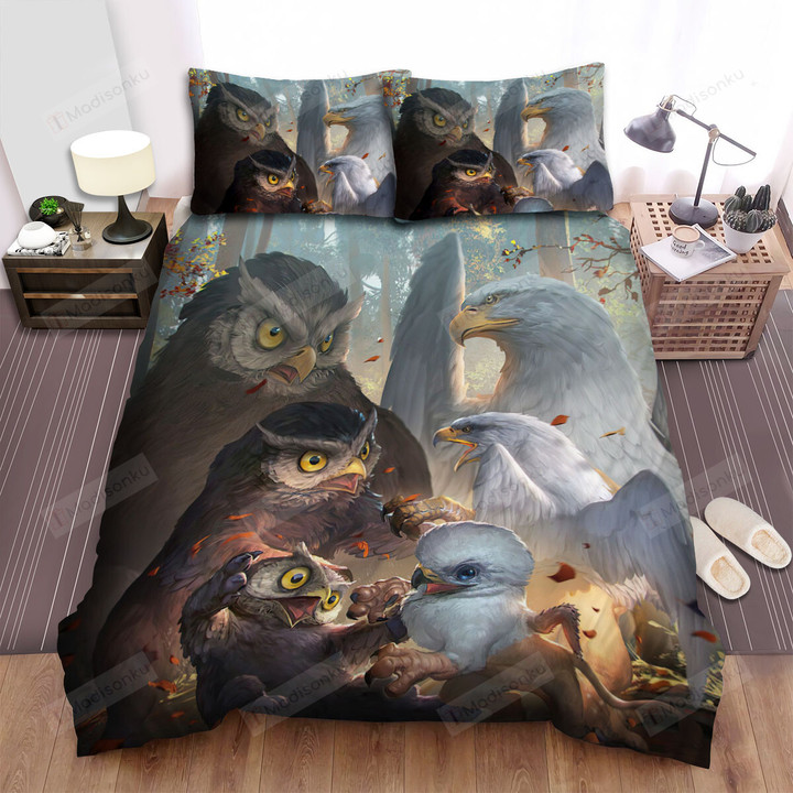 The Wild Animal - The Owl And The Eagle Bed Sheets Spread Duvet Cover Bedding Sets