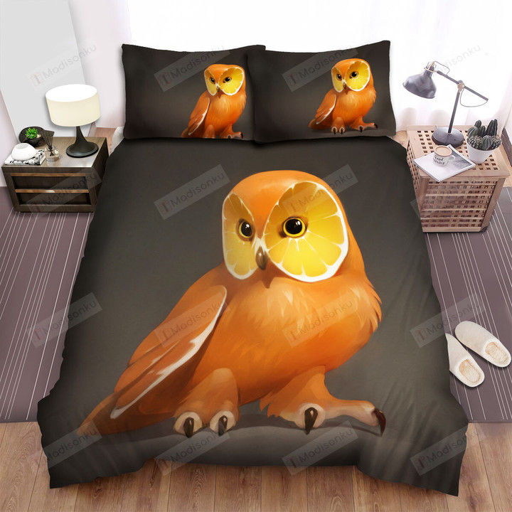 The Wild Animal - The Orange Eyes Owl Art Bed Sheets Spread Duvet Cover Bedding Sets