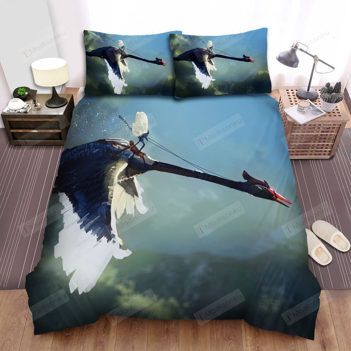 Riding On The Black Swan In The Air Bed Sheets Spread Duvet Cover Bedding Sets
