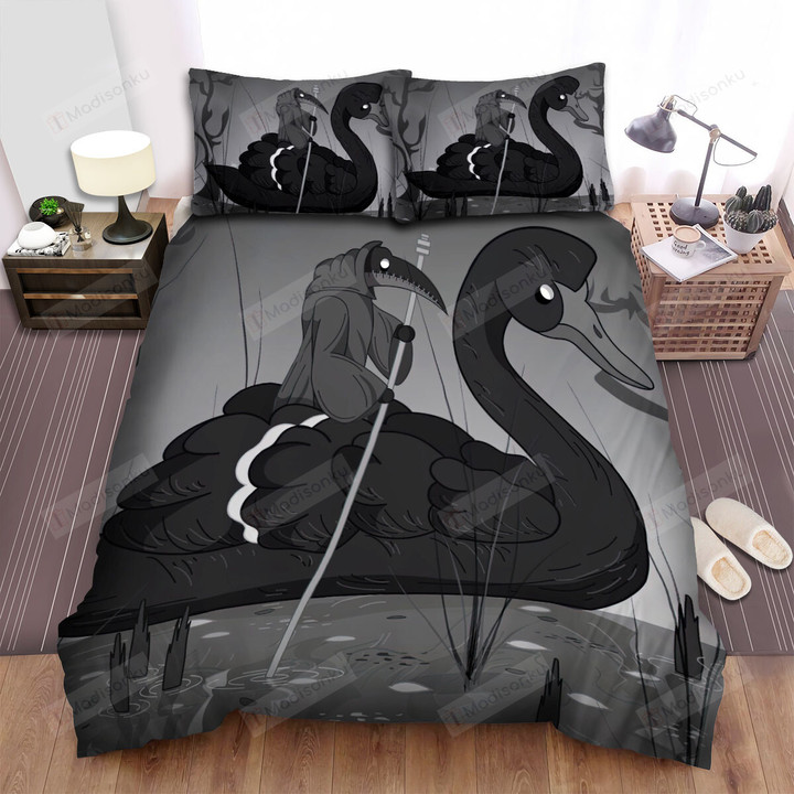 Riding On The Black Swan In The Water Bed Sheets Spread Duvet Cover Bedding Sets