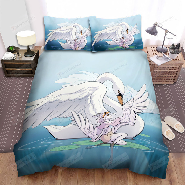 The Swan Girl Dancing In The Lake Bed Sheets Spread Duvet Cover Bedding Sets