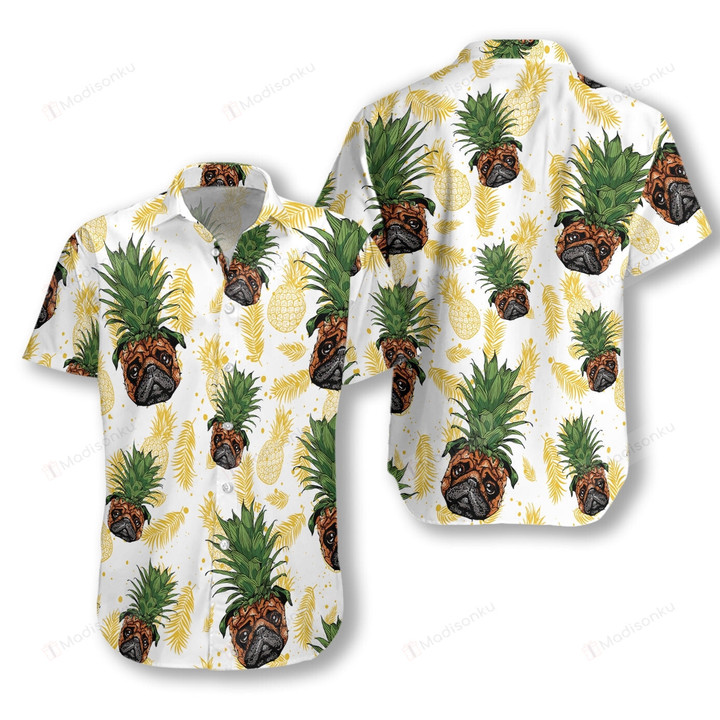 Pug Pineapple Head Hawaiian Shirt