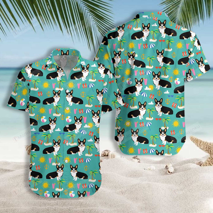 Corgi On The Beach Hawaiian Shirt