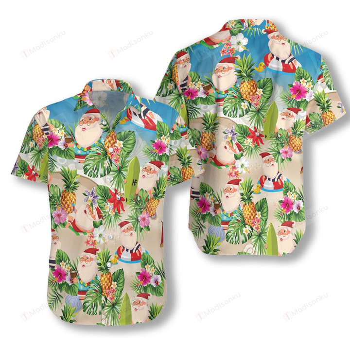 Pineapple Summer Santa Claus Hawaiian Shirt