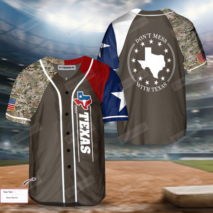 Don'T Mess With Texas Camo Baseball Jersey