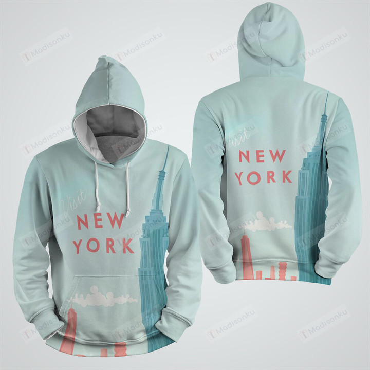 New York 3d Full Over Print Hoodie Zip Hoodie Sweater Tshirt
